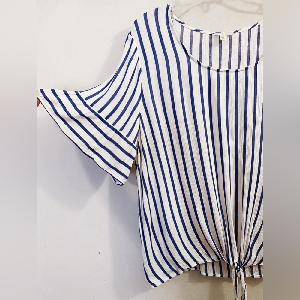Blue and White Striped Summer Shirt with Tie